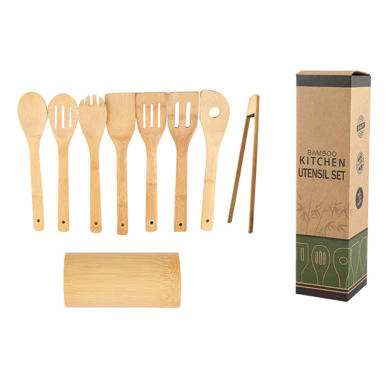 Bamboo Kitchenware | Bamboo Cooking Utensils | Eco-Friendly Bamboo Kitchen Utensil Set with Holder – Non-Stick Safe Cooking Tools Wholesale
