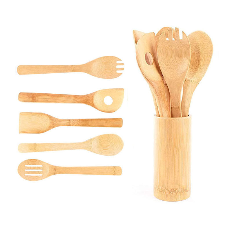 Bamboo Kitchenware | Bamboo Cooking Utensils | Eco-Friendly Bamboo Kitchen Utensil Set with Holder – Non-Stick Safe Cooking Tools Wholesale