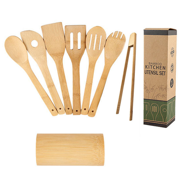 Bamboo Kitchenware | Bamboo Cooking Utensils | Eco-Friendly Bamboo Kitchen Utensil Set with Holder – Non-Stick Safe Cooking Tools Wholesale