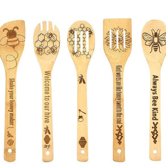 Lasergeätztes Bambusspatel-Set | Umweltfreundliche Bambus-Küchenutensilien mit individuellen Designs | Großhandelspreise ab Werk