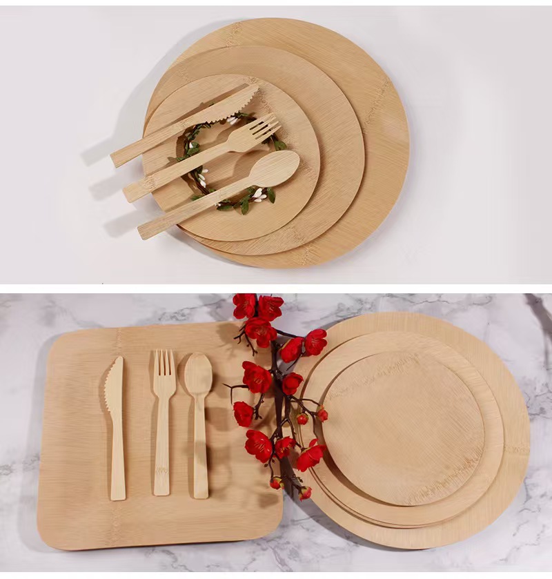 Disposable Round Bamboo Plates for Weddings, Events & Parties – Eco-Friendly Elegant Dinnerware