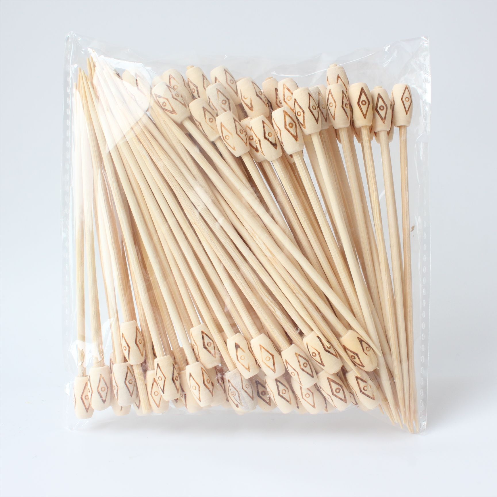 BambooMake.cn 100/pack, carved top bamboo skewers, disposable fruit and cocktail skewers, food skewe