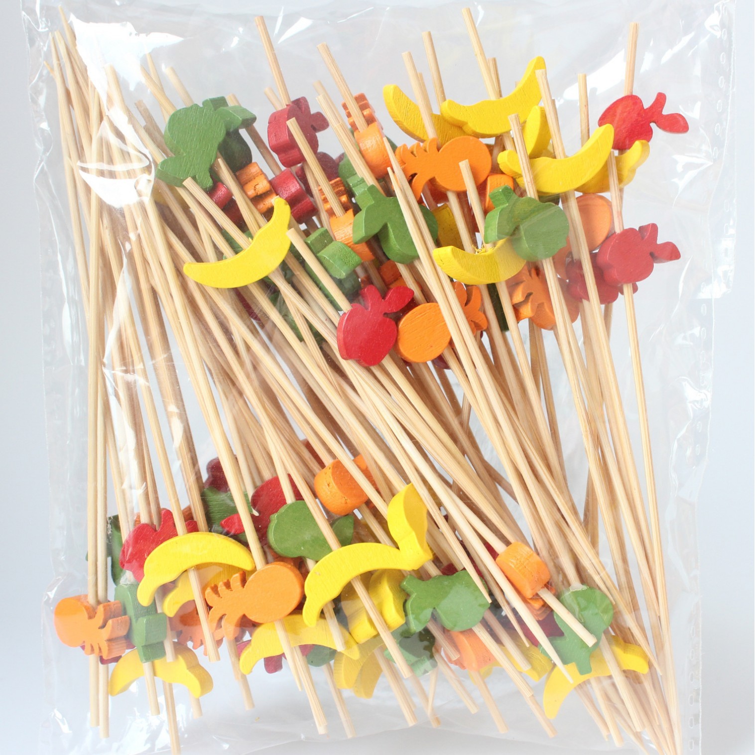 BambooMake.cn, 100 pieces/pack, assorted small fruit, disposable fruit sticks, cocktail sticks, food