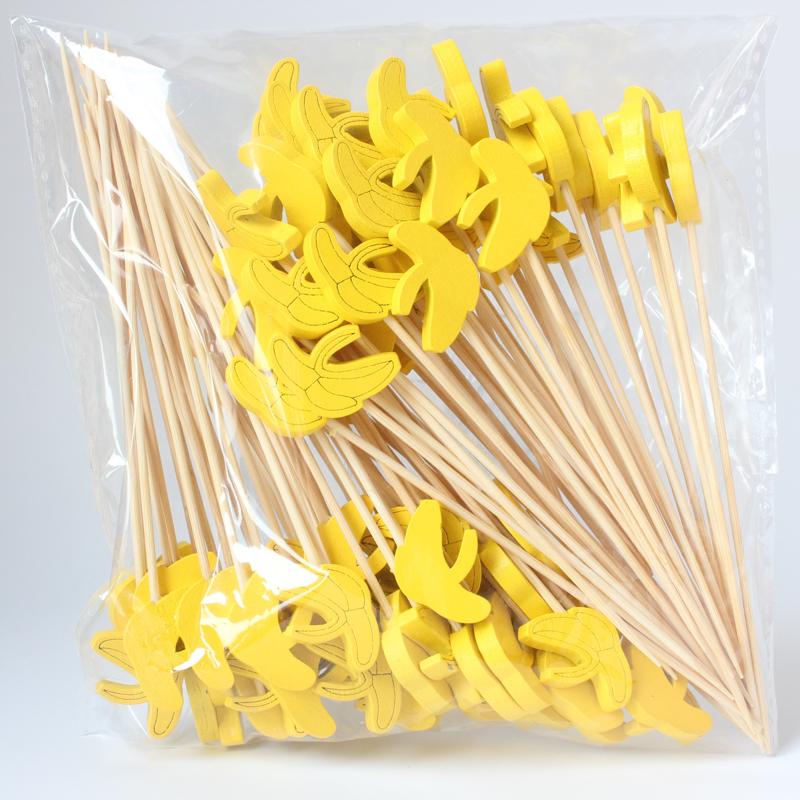 BambooMake.cn, 100 pieces/pack, Disposable Banana Fruit Sticks, Cocktail Sticks, Food Sticks, Creati
