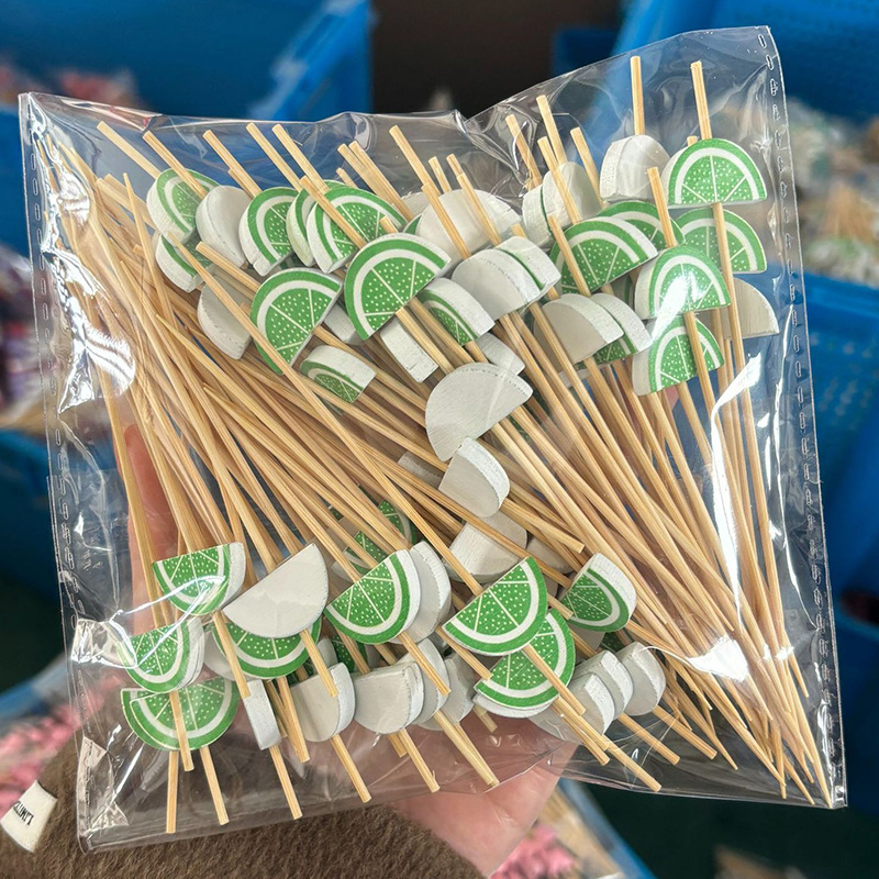 BambooMake.cn, 100 pieces/pack, disposable lime fruit picks, cocktail picks, and food picks. Manufac