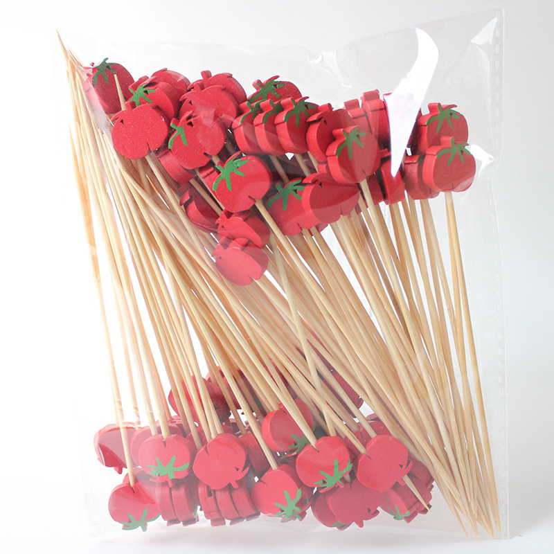 BambooMake.cn, 100 pieces/pack, disposable tomato fruit skewers, cocktail skewers, food skewers, cre