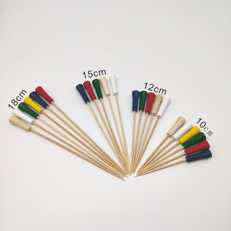 BambooMake.cn, 100 pieces/pack, assorted-color golf sticks, disposable fruit sticks, decorative stic
