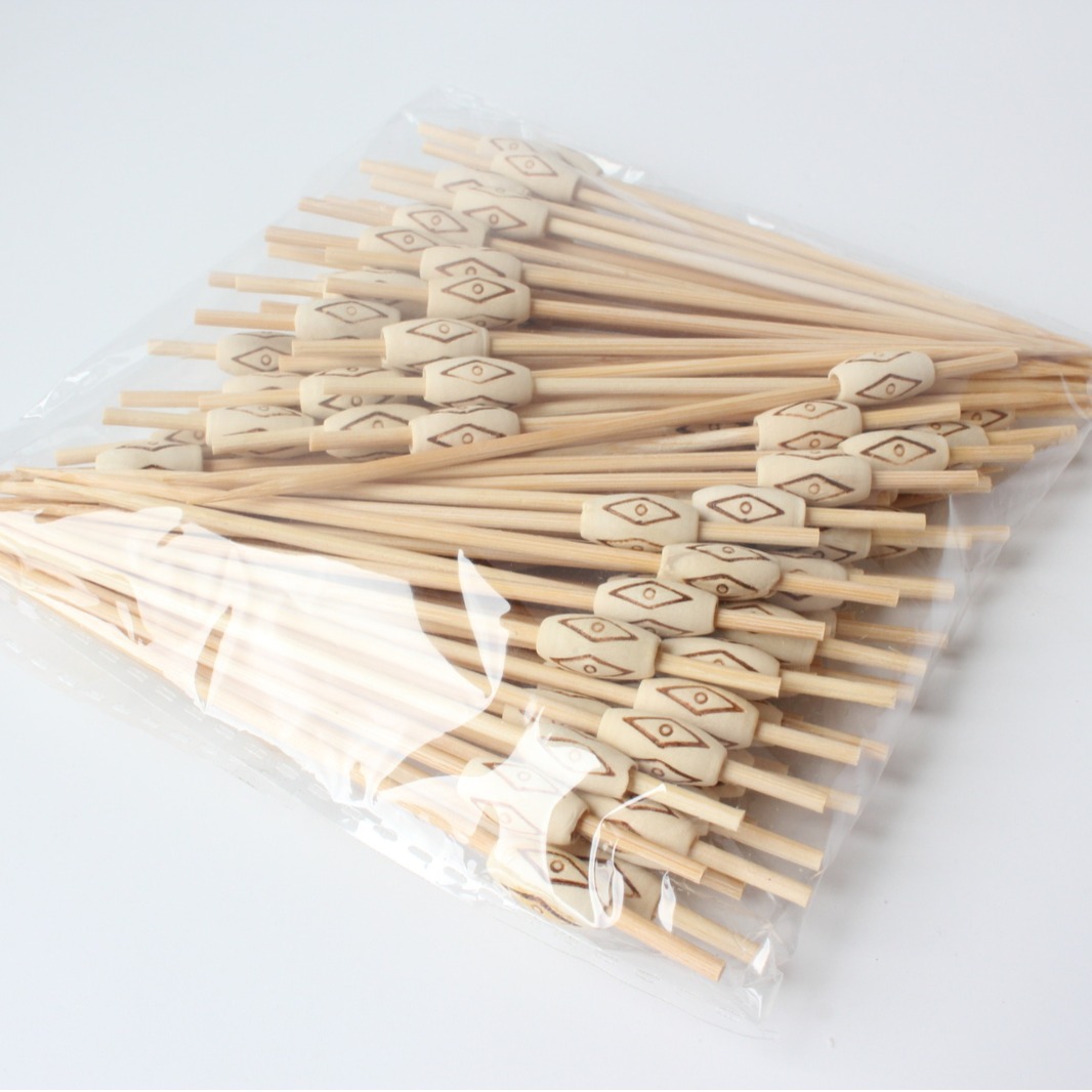 BambooMake.cn, 100 pieces/pack, carved bamboo skewers, disposable fruit skewers, cocktail skewers, f