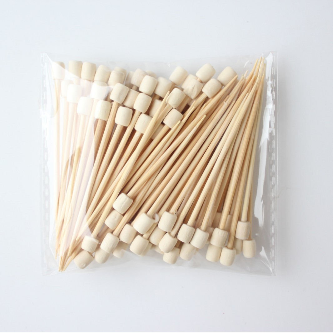 BambooMake.cn, 100 pieces/pack, natural wood-colored hat skewers, disposable fruit and cocktail skew