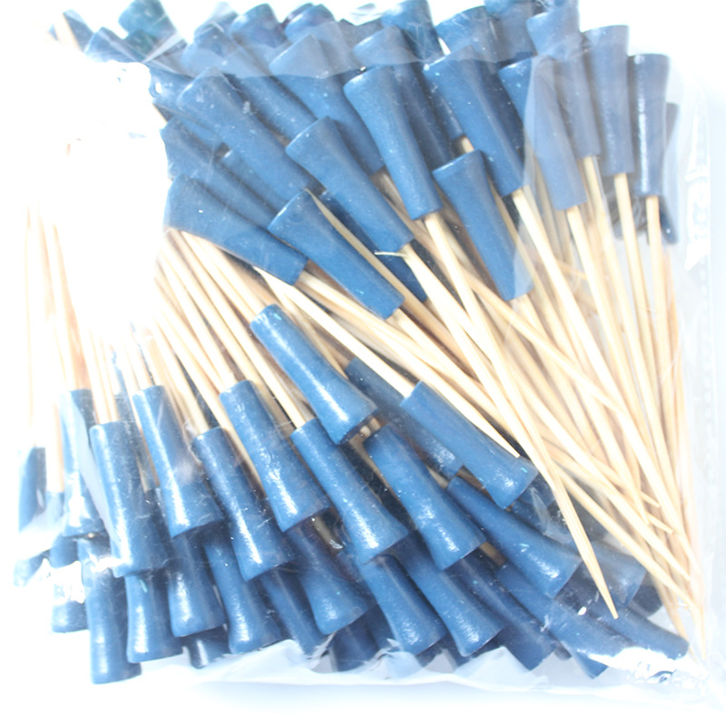 BambooMake.cn, 100 pieces/pack, blue golf sticks, disposable fruit sticks, decorative sticks, cockta