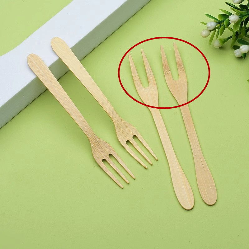 BambooMake.cn Mini bamboo fruit fork, 2 tines