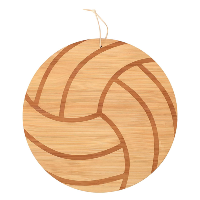 BambooMake.cn Round Football-Shaped Bamboo Cutting Board | with Hanging String
