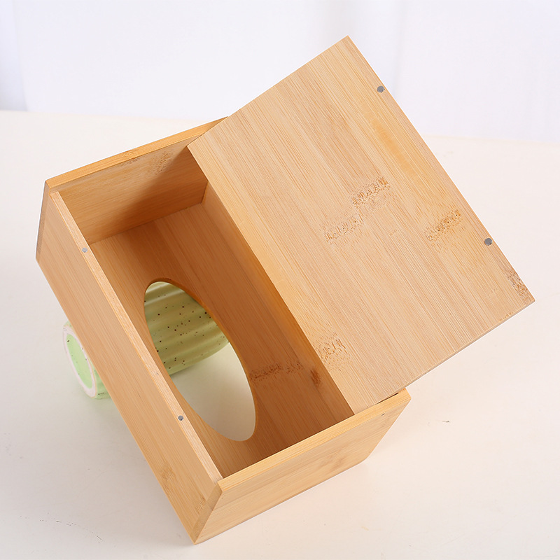 BambooMake.cn Bamboo tissue case 17*12*9, with opening cover on the bottom