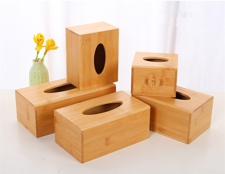 BambooMake.cn Bamboo tissue case, mini box with opening cover on the bottom