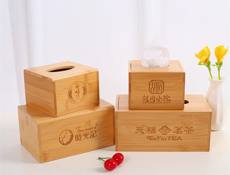 BambooMake.cn Bamboo tissue case 20*12*8.5, with opening cover on the top