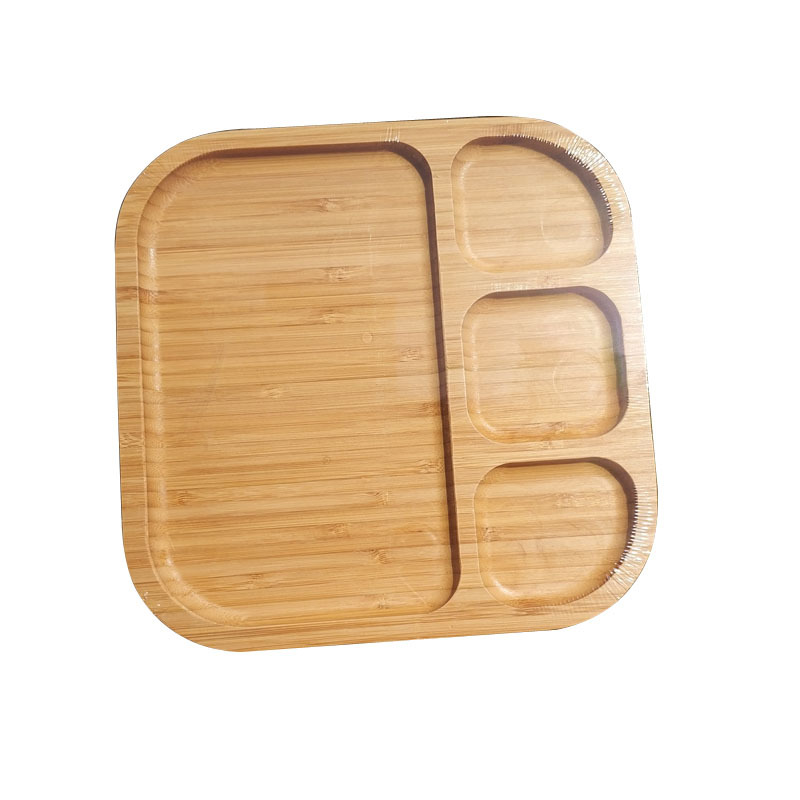 BambooMake.cn Bamboo Square Four-Compartment Food Tray