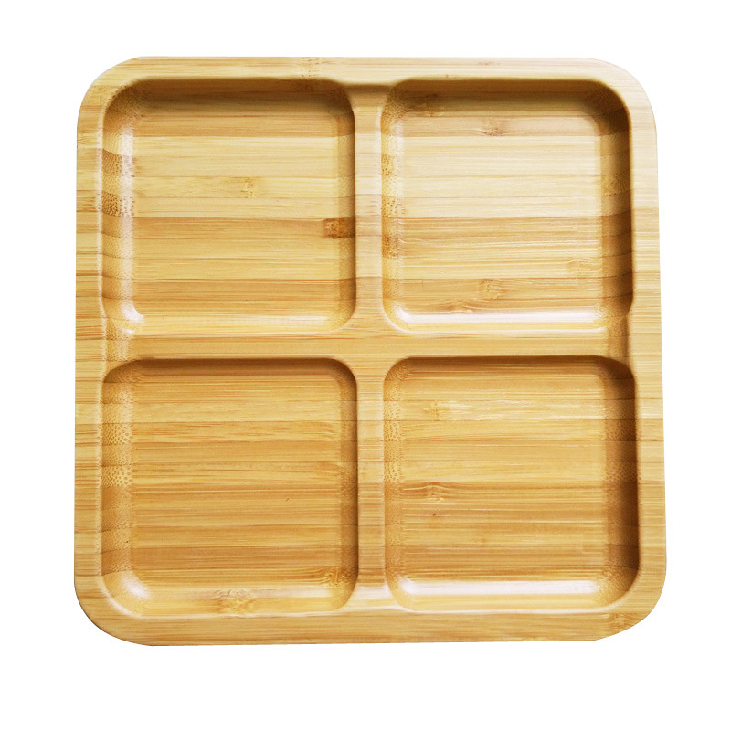 BambooMake.cn Bamboo Square Four-Compartment Food Tray